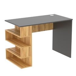 Стол письменный со стеллажом СПС-03-Л (левосторонний), Темно-Серый  + Дуб Золотистый