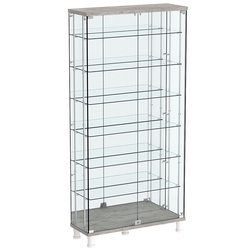 Витрина РОНДО с регулировочными полками №3-6-РЕГ на ножках (задняя стенка зеркало), Бетон Чикаго светло-серый F186 ST9