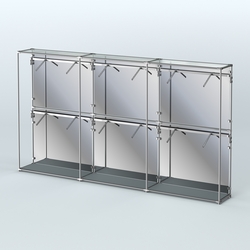 Торговая система ХРОМ (задняя стенка - зеркало) 3600 мм с поручнями №4, Темно-Серый