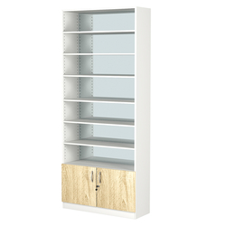 Стеллаж из ДСП с 6-ю полками 300x900 мм серии LEVEL-6 №12-2 (З/C - ЗЕРКАЛО), Белый + Дуб Сонома