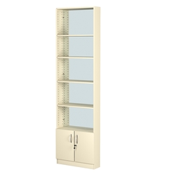 Стеллаж из ДСП с 4-мя полками 150x600 мм серии LEVEL-4 №2-2 (З/C - ЗЕРКАЛО), Крем Вайс