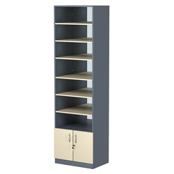 Стеллаж из ДСП с 6-ю полками 400x600 мм серии LEVEL-6 №7-2 (З/C - ЗЕРКАЛО), Темно-серый + Крем Вайс