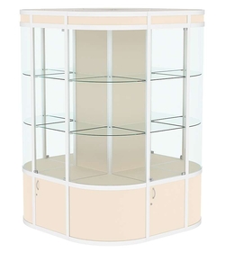 Витрина из профиля островная закругленная с секторами №1, Крем Вайс