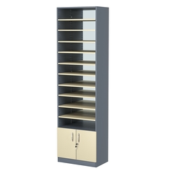 Стеллаж из ДСП с 10-ю полками 350x600 мм серии LEVEL-10 №6-2 (З/C - ЗЕРКАЛО), Темно-серый + Крем Вайс