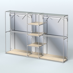 Торговая система ХРОМ (задняя стенка - зеркало) 3030 мм с полками ДСП и поручнями №12, Дуб Сонома