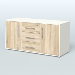 Тумба стационарная для оргтехники, цвет темный дуб, Белый + Дуб Сонома