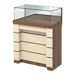 Торговый прилавок с утопленным фасадом широкий №УФ-1-900, Орех + Крем Вайс