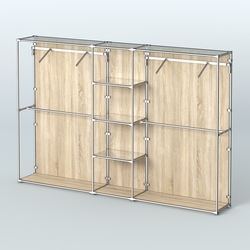 Торговая система ХРОМ (задняя стенка - ДСП) 3600 мм с зеркальными полками и поручнями №12, Дуб Сонома