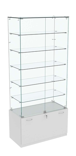 Витрина Кристалл №505 прямоугольная (задняя стенка - стекло), Серый