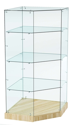 Витрина Хит продаж №16 (угловая пятигранная, открытая, З/C - стекло), Дуб сонома
