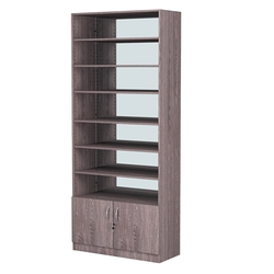 Стеллаж из ДСП с 6-ю полками 400x900 мм серии LEVEL-6 №14-2 (З/C - ЗЕРКАЛО), Ясень Анкор темный