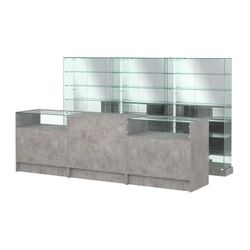 Комплект низких витрин ХП-11 и прилавков ЭК-2, Бетон Чикаго светло-серый F186 ST9