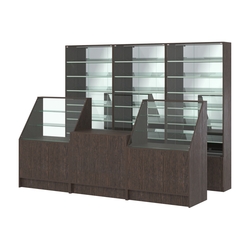 Комплект витрин с наклонными полками SL-6 №12-2 и прилавков ЭК-7, Дуб Венге