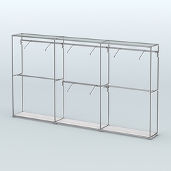 Торговая система ХРОМ без ДСП 3600 мм с поручнями №6, Ясень Анкор светлый