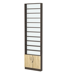 Стеллаж из ДСП с 10-ю полками 100x600 мм серии LEVEL-10 №1-1 (З/C - СТЕКЛО), Дуб Венге + Дуб Сонома