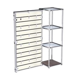 Хромированное вешало ЩИТ №1-4 с зеркальными полками 4мм, Ясень Анкор темный