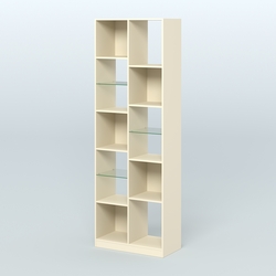 Стеллаж из ДСП серии ЛОФТ №8-3 с полками стекло 5 мм, Крем Вайс