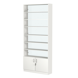 Стеллаж из ДСП с 6-ю полками 250x900 мм серии LEVEL-6 №11-1 (З/C - СТЕКЛО), Белый