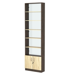 Стеллаж из ДСП с 5-ю полками 200x600 мм серии LEVEL-5 №3-1 (З/C - СТЕКЛО), Дуб Венге + Дуб Сонома
