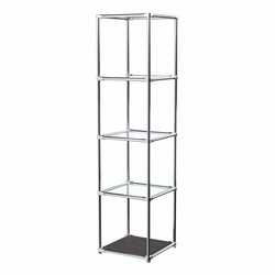 Торговый хромированный стеллаж с прозрачными полками №1, Грейвуд