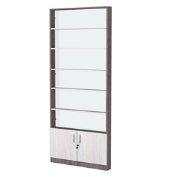 Стеллаж из ДСП с 5-ю полками 100x900 мм серии LEVEL-5 №8-1 (З/C - СТЕКЛО), Ясень Анкор темный + Ясень Анкор светлый