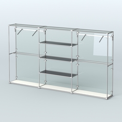 Торговая система ХРОМ (задняя стенка - стекло) 3600 мм с тонированными полками и поручнями №10, Белый