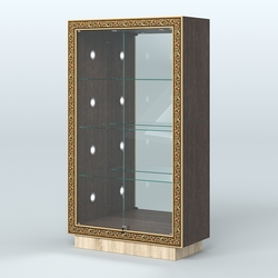 Низкая выставочная витрина с декором НБА-7С, Дуб Венге + Дуб Сонома