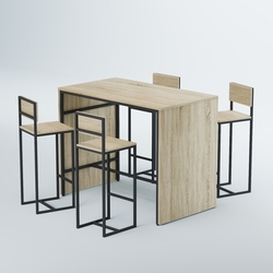 Комплект барный стол "Кофе-брейк" №3 и стулья, Дуб Сонома