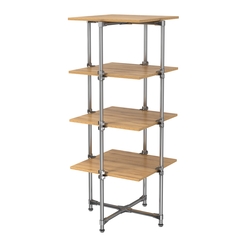 Хромированный стенд Прогресс №2-4 (с полками ДСП 16мм), Дуб Золотистый