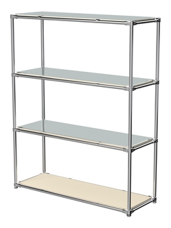 Торговый хромированный стеллаж с зеркальными полками №7, Крем Вайс