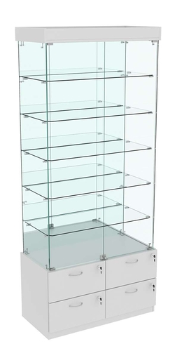 Витрина ХРУСТАЛЬ №503 прямоугольная (задняя стенка - зеркало), Серый