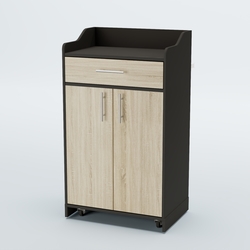 Стойка официанта "Бармен" №5-П передвижная, Черный + Дуб Сонома