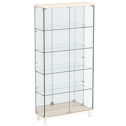 Витрина РОНДО №3-2 на ножках (задняя стенка зеркало), Крем Вайс