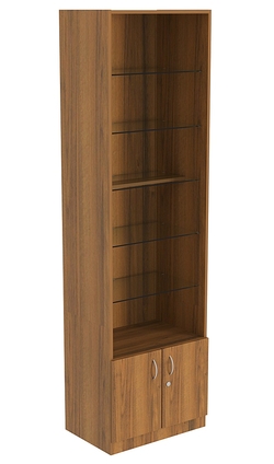 Витрина СЭСП-О №2-400 (З/C - ДВП) со стеклянными полками, Орех