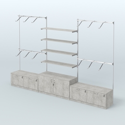 Система Neo Fix №3 с полками из ДСП, поручнями и тумбами T-15 и Т-22, Метрополитан Грей