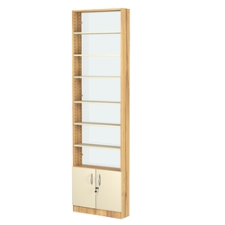 Стеллаж из ДСП с 6-ю полками 150x600 мм серии LEVEL-6 №2-1 (З/C - СТЕКЛО), Дуб Золотистый и Крем Вайс