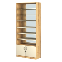 Стеллаж из ДСП с 6-ю полками 400x900 мм серии LEVEL-6 №14-2 (З/C - ЗЕРКАЛО), Дуб Золотистый и Крем Вайс