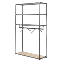 Хромированное вешало БАШНЯ №7-1 с полками Стекло 6мм (прозрачное), Дуб Сонома