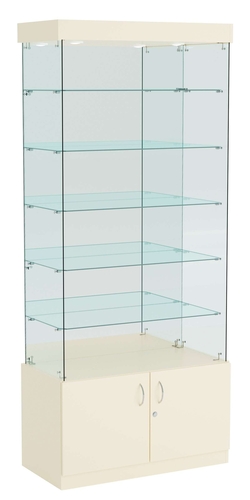 Витрина ИСТРА №603 прямоугольная (З/C - зеркало), без дверей, Крем Вайс