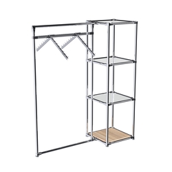 Хромированное вешало ГРАНЬ №1-4 с зеркальными полками 4 мм, Дуб Сонома