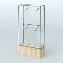 Торговая система ХРОМ (задняя стенка - стекло) 1200 мм №3-3 с тумбой Т-15 и поручнями, Дуб Сонома