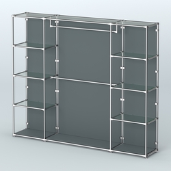 Торговая система ХРОМ (задняя стенка - ДСП) 2430 мм с прозрачными полками и поручнями №3, Темно-Серый