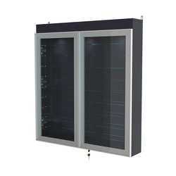 Витрина настенная №4-7А с фризом и девятью стеклянными полками серии Collecto, Антрацит