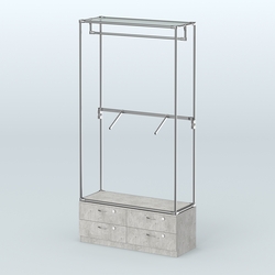 Торговая система ХРОМ без ДСП 1200 мм №2-2 с тумбой Т-14 и поручнями, Метрополитан Грей