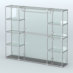 Торговая система ХРОМ (задняя стенка - стекло) 2430 мм с прозрачными полками и поручнями №3, Черный