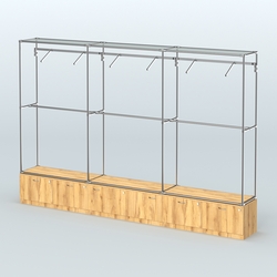 Торговая система ХРОМ без ДСП 3600 мм №7 с тумбами Т-15, Т-11 и поручнями, Дуб Золотистый