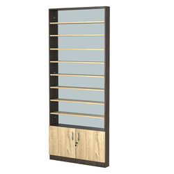 Стеллаж из ДСП с 8-ю полками 100x900 мм серии LEVEL-8 №8-2 (З/C - ЗЕРКАЛО), Дуб Венге + Дуб Сонома