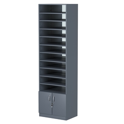 Стеллаж из ДСП с 10-ю полками 400x600 мм серии LEVEL-10 №7-2 (З/C - ЗЕРКАЛО), Темно-Серый