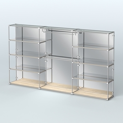 Торговая система ХРОМ (задняя стенка - зеркало) 3600 мм с зеркальными полками и поручнями №1, Дуб Сонома