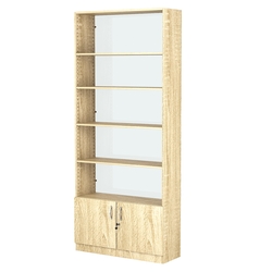 Стеллаж из ДСП с 4-мя полками 300x900 мм серии LEVEL-4 №12-1 (З/C - СТЕКЛО), Дуб Сонома